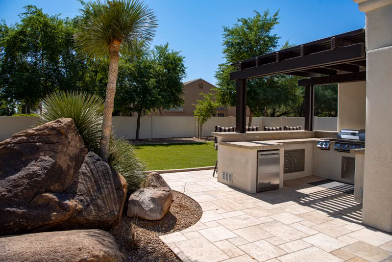 Completed outdoor living space built by Lasting Imprssion Landscape LLC in South Jersey, NJ