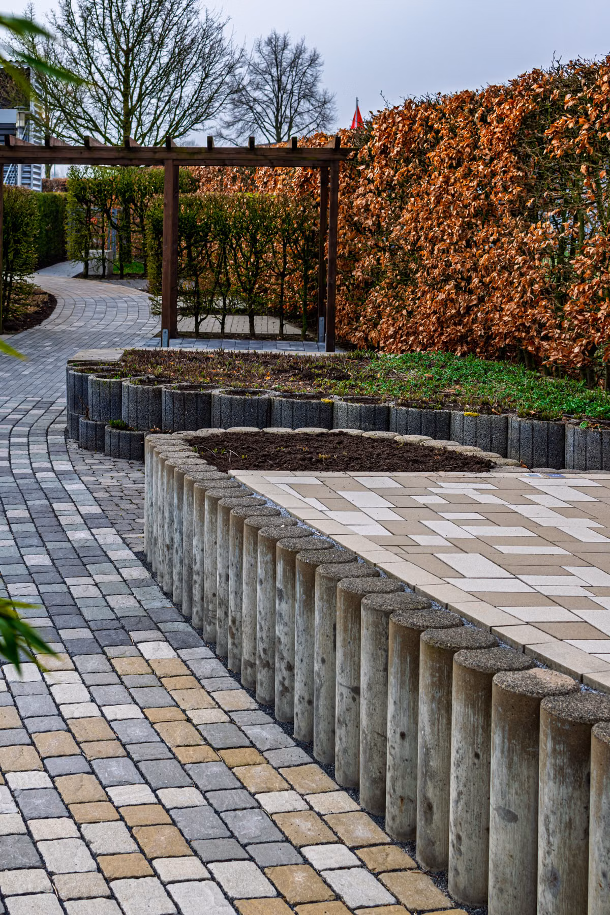 Paver walkway leading through a finished Glassboro, New Jersey backyard